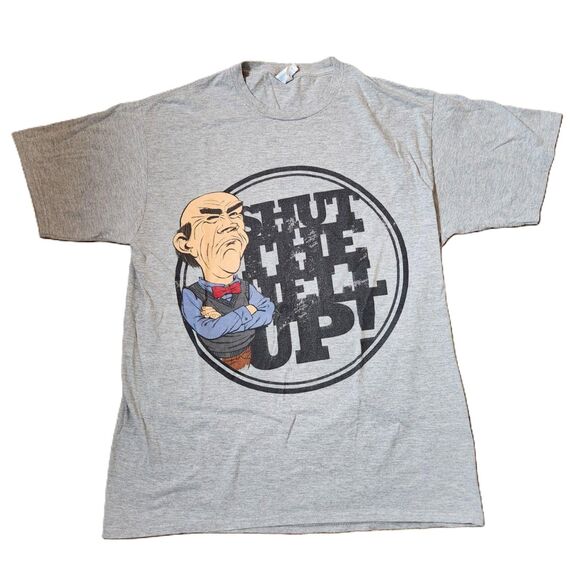 Funny Graphic Tee | “Shut the He** Up” | Men’s Large | Grey - Picture 1 of 5